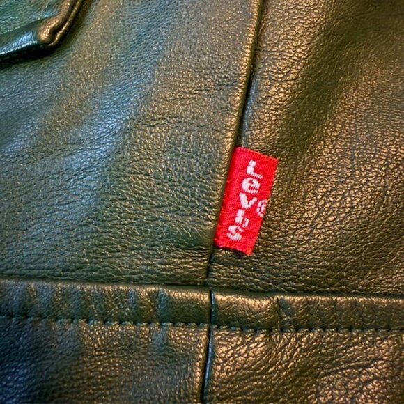 Levi Strauss & Co. Dark Green Stretch Faux Leather Motorcycle Jacket - Picture 12 of 14